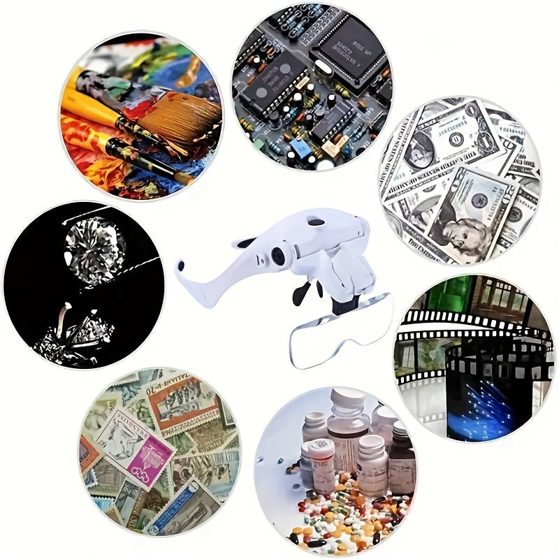 2 LED Headband Magnifier with 5 Replaceable Lenses - Reading Loupe for Jewelry & Electronics Repair (1.0X, 1.5X, 2.0X, 2.5X, 3.5X)