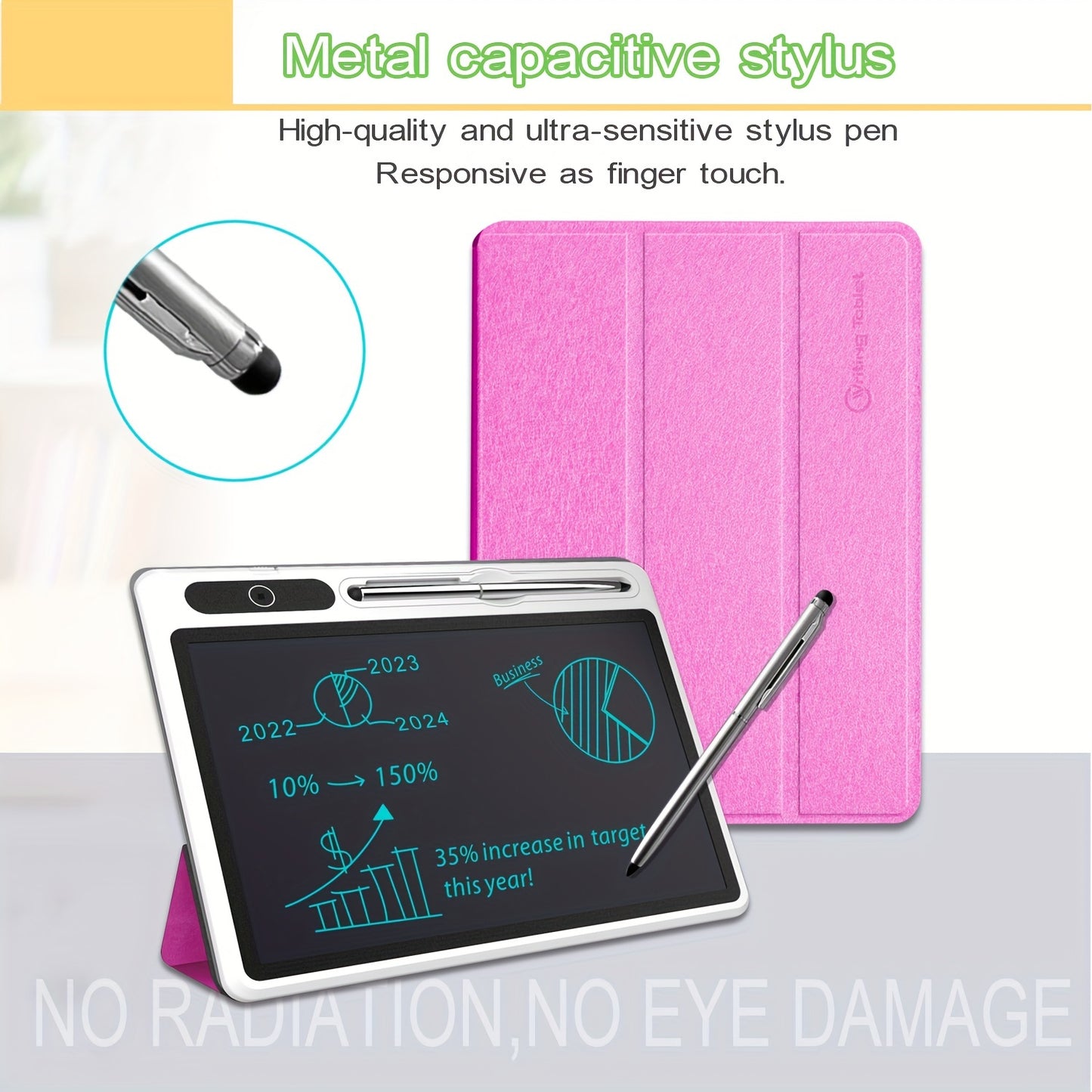 9.3in Ultra-Slim LCD Writing Tablet with Leather Protective Case - Portable Digital Handwriting Pad for Doodling, Drawing, Note-Taking - Ideal Gift for Students, Adults, School, or Office