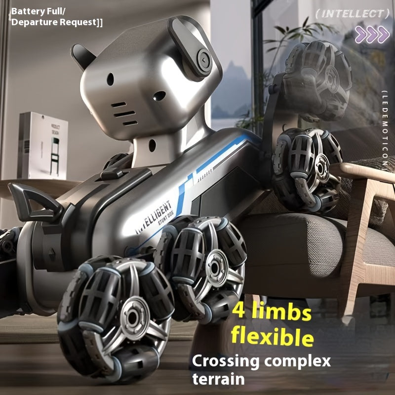 2024 Upgraded 8WD Stunt Robot Dog - Dual-Electric, Eight-Wheeled, Intelligent Gesture Control, Spray Drift and Climbing Features, Deformable Electric Toy Car, Ideal Children's Gift