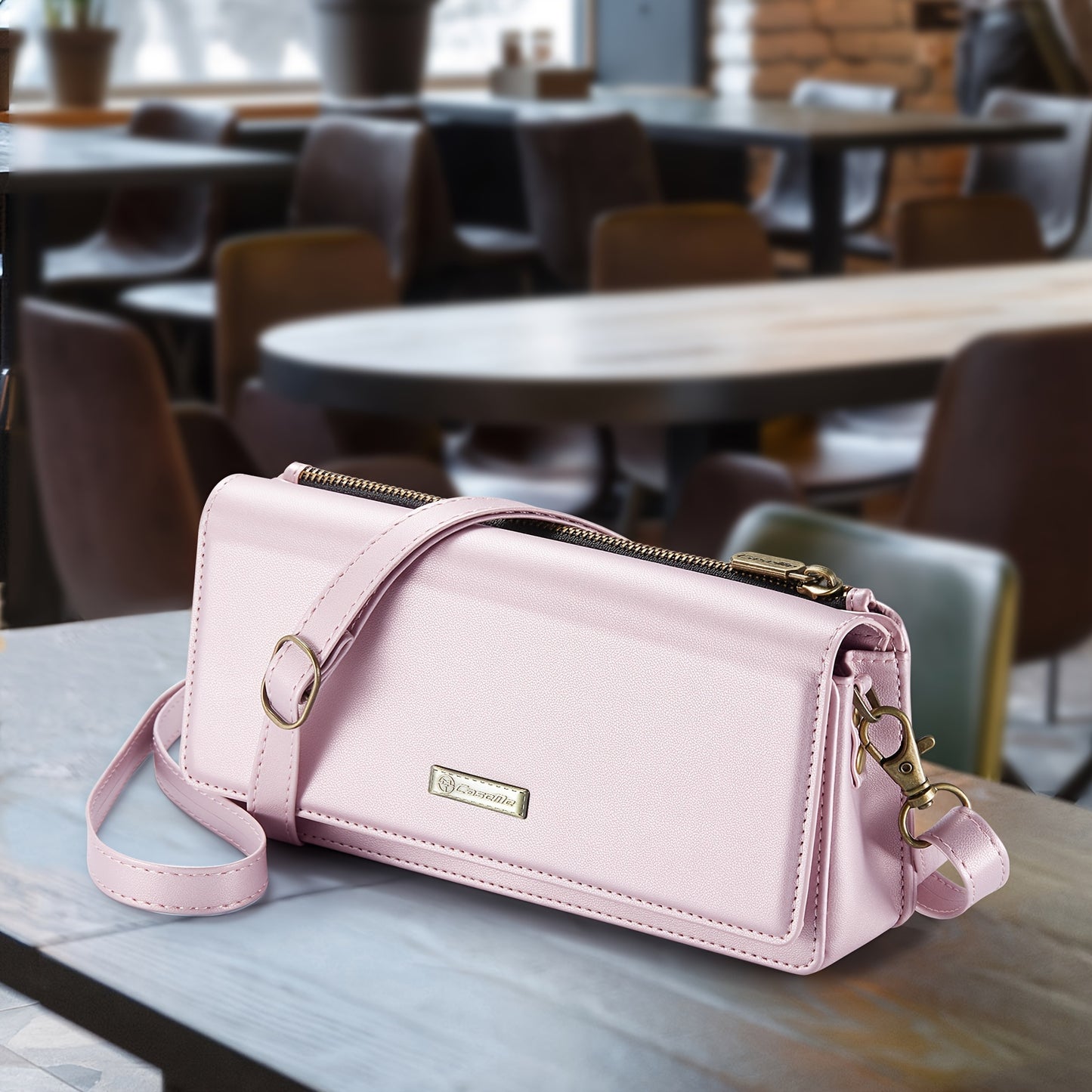 Crossbody Cell Phone Wallet for Women - RFID Blocking, Multi Card Slots, Detachable Wristlet and Shoulder Strap, Zipper Pocket