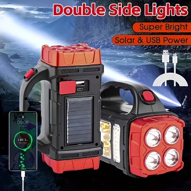 Multifunctional LED Solar Camping Light – Bright Portable Rechargeable Flashlight for Outdoor Hiking and Camping