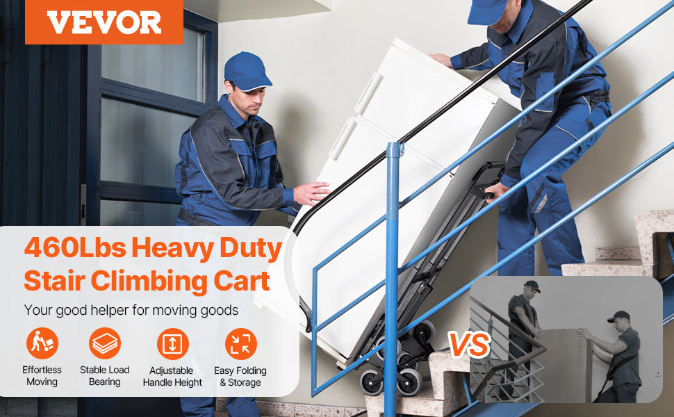 VEVOR 460 lbs Stair Climbing Folding Hand Truck – 6-Wheel Dolly with Handle & Elastic Ropes for Shopping, Moving, Warehouse