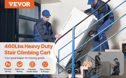 VEVOR 460 lbs Stair Climbing Folding Hand Truck – 6-Wheel Dolly with Handle & Elastic Ropes for Shopping, Moving, Warehouse