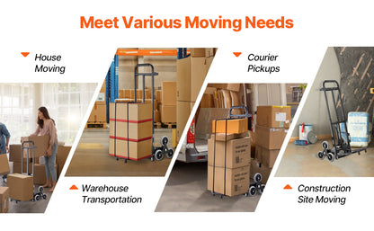 VEVOR 460 lbs Stair Climbing Folding Hand Truck – 6-Wheel Dolly with Handle & Elastic Ropes for Shopping, Moving, Warehouse