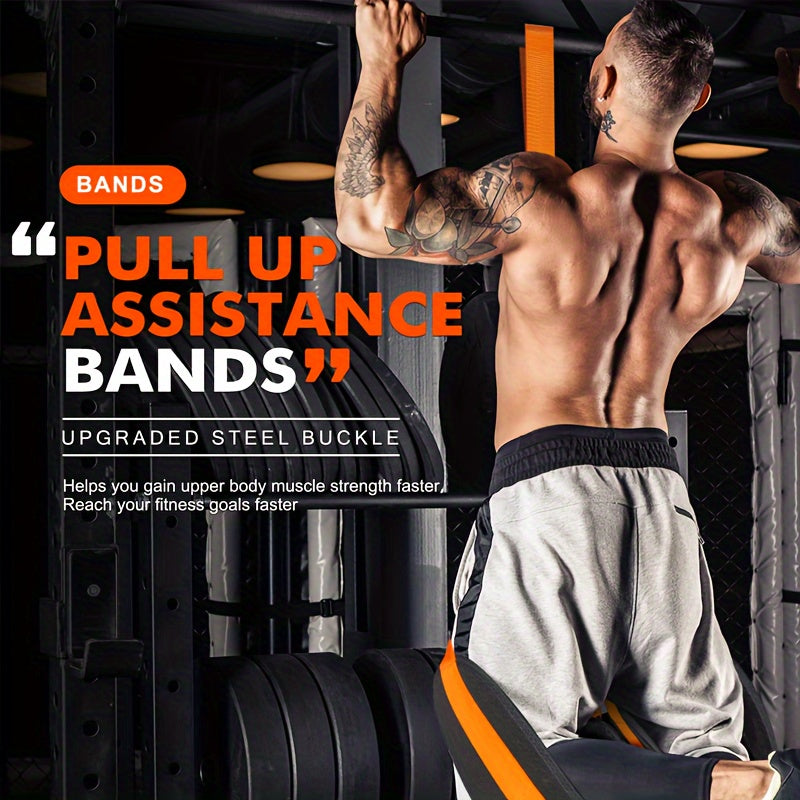 Pull Up Assist Band Set - Adjustable Resistance, Heavy-Duty TPE Fabric, Upgraded Metal Buckle and Cloth Protection | Durable Stretch Fitness Bands for Upper Body Strength | Includes Foot/Knee Rests