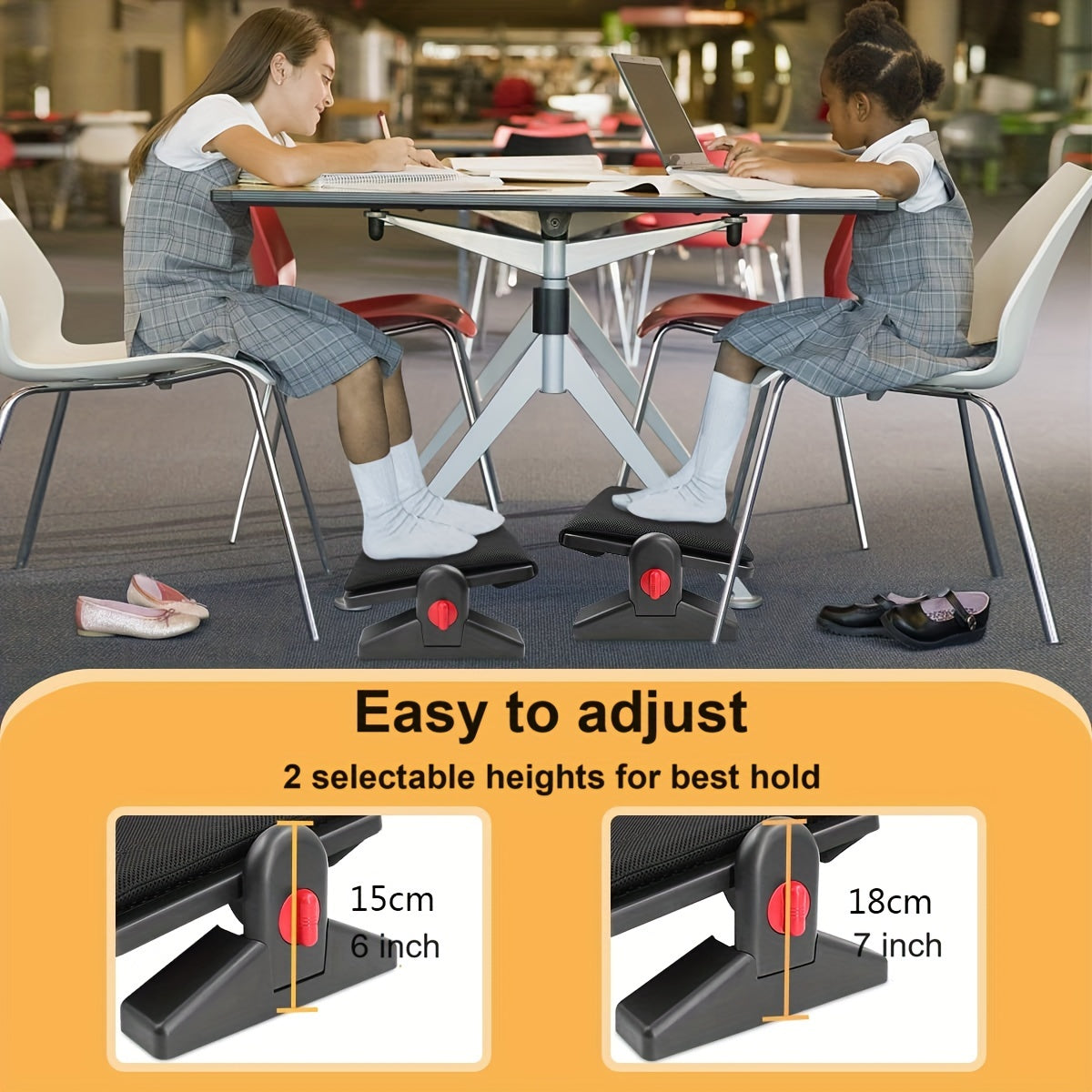 Adjustable Footrest with Removable Cushion - Angle Adjustable, Non-Slip Footstool for Desk, Office, Home, and Travel