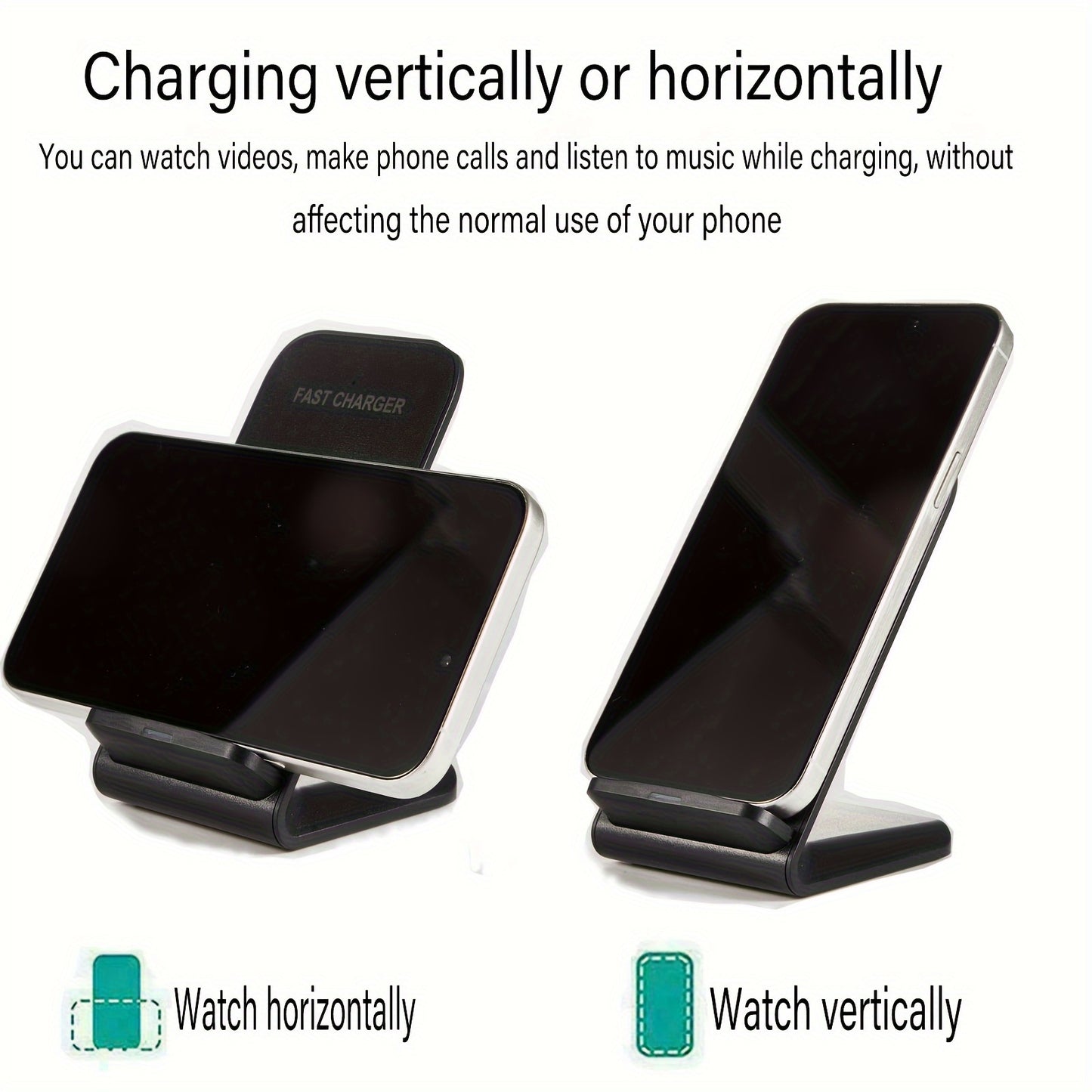30W Fast Wireless Charger Stand Dock – Compatible with Apple iPhone, Samsung, Android Phones (UK)