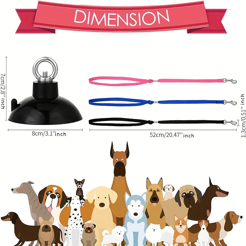 Dog & Cat Bathing Restraint - Suction Cup Anchor with Adjustable Tie-Out Leash for Safe & Easy Grooming