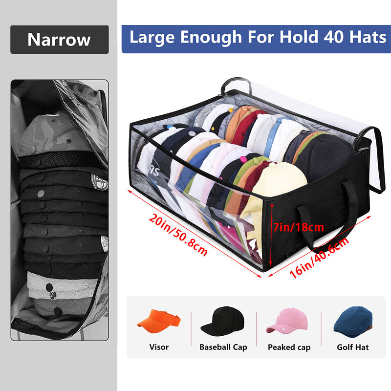 Large Capacity Hat Storage Box – Holds Up to 40 Hats, Multi-Purpose Storage for Toys, Books, DVDs – Space-Saving for Wardrobe, Under-Bed, Bedroom, Dormitory