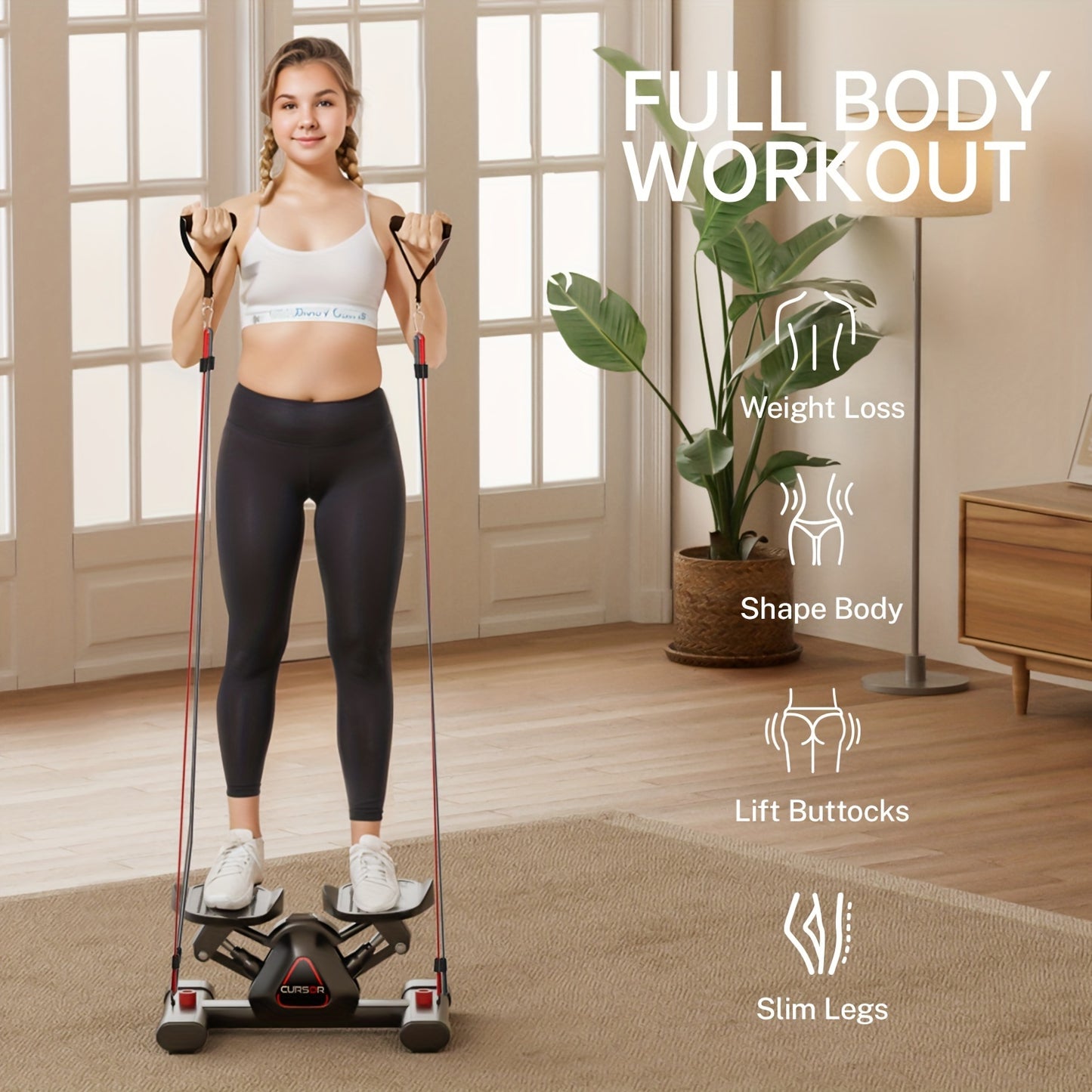 300 LBS Capacity Mini Twist Stepper – Dual Resistance Bands, Full Body Cardio Workout for Home Exercise