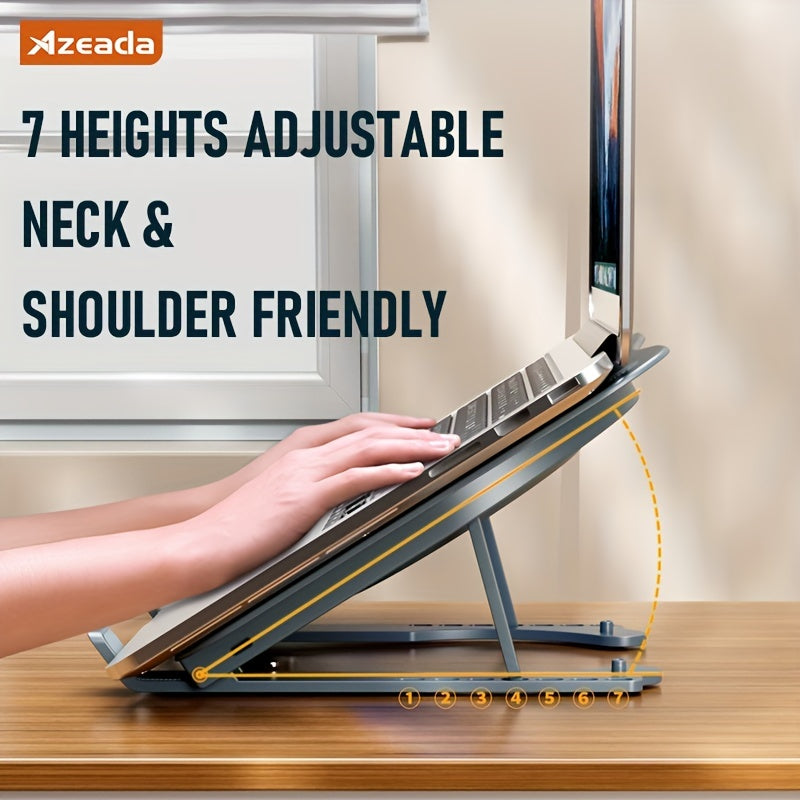 Foldable Laptop Cooling Stand - Silent Fan, Radiator and Holder for MacBook, Tablet, Notebook - Ergonomic, Adjustable, Portable
