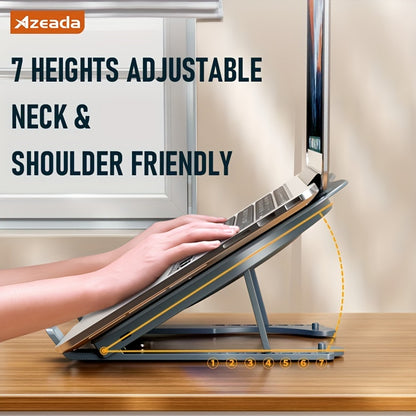 Foldable Laptop Cooling Stand - Silent Fan, Radiator and Holder for MacBook, Tablet, Notebook - Ergonomic, Adjustable, Portable