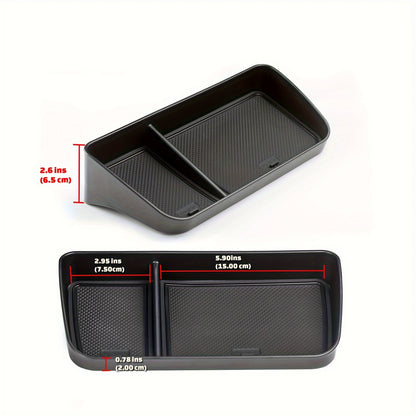 Vehicle Dashboard Organizer Storage Tray - Durable Plastic Car Console Pocket for Coins, Keys, and Phone - Universal Fit with Non-Slip Rubber Mats