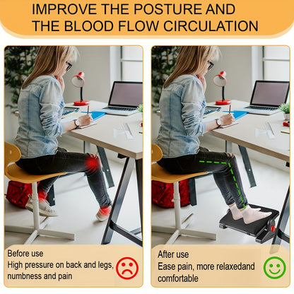 Adjustable Footrest with Removable Cushion - Angle Adjustable, Non-Slip Footstool for Desk, Office, Home, and Travel