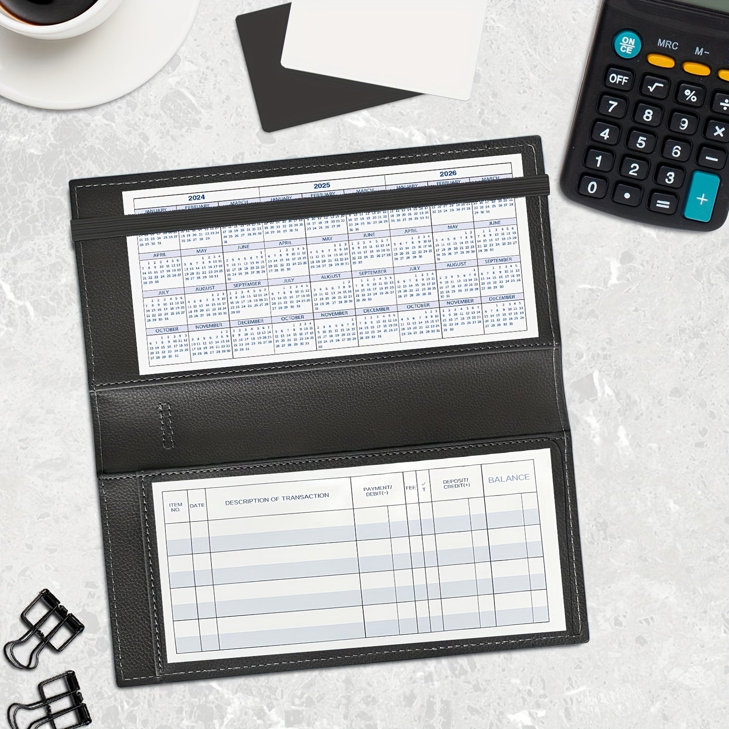 Classic Style Synthetic Leather Mini Checkbook Cover – Durable and Slim Design with Duplicate Check Divider – 7''x 3.7'' Checkbook Holder