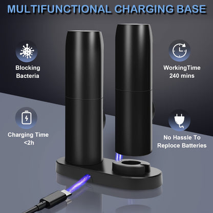 Rechargeable Electric Salt and Pepper Grinder Set - 1/2 pcs, Adjustable Coarseness, LED Light, USB Charging | One-Hand Operation, Space-Saving, Easy to Clean - Perfect Mother's Day Gift