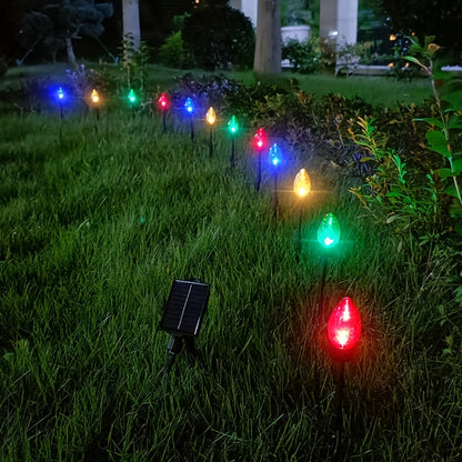 12 Pack Solar-Powered C9 LED Christmas Ground Spike Lights - Garden Decor & Holiday Illumination