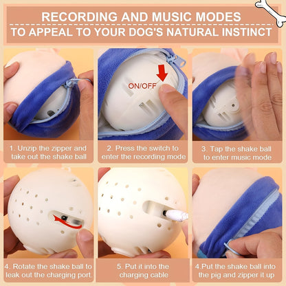 Small USB Interactive Cartoon Pig Plush - Washable Sound Electronic Moving Pet Toy, Active Bouncing Balls for Dogs