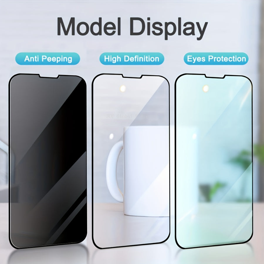 9D Tempered Glass Privacy Screen Protector for iPhone - Anti-Peep, Full Cover Glossy Screen Guard, Compatible with iPhone 7/8 Plus/X/XR/XS Max/11/12/14/15/16 Pro Max