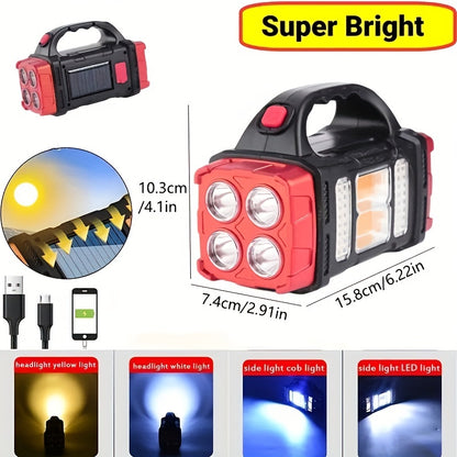 Multifunctional LED Solar Camping Light – Bright Portable Rechargeable Flashlight for Outdoor Hiking and Camping