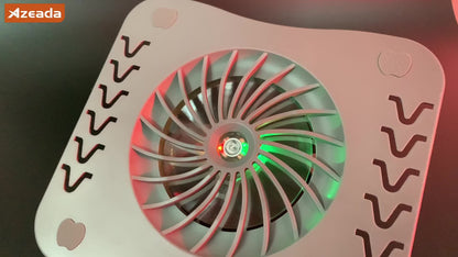 Foldable Laptop Cooling Stand - Silent Fan, Radiator and Holder for MacBook, Tablet, Notebook - Ergonomic, Adjustable, Portable