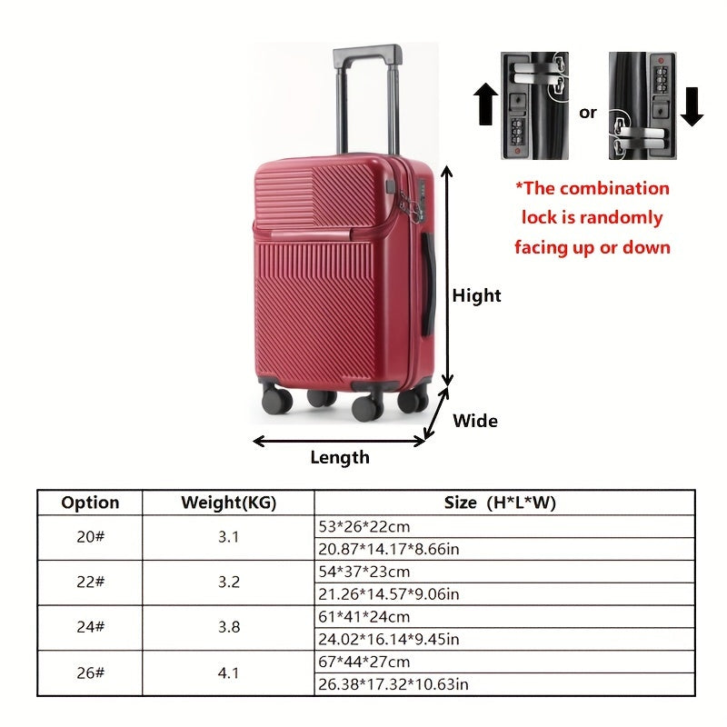 20/22/24/26 Inch Suitcase - Travel Boarding Case with Password Lock, Functional Luggage for Daily Use, Unisex