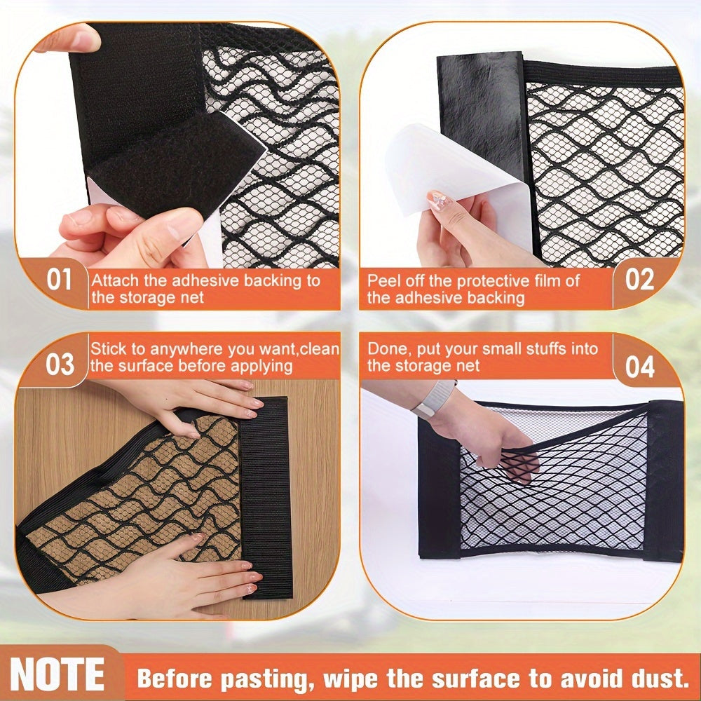 Easy-Install Elastic RV Storage Mesh Net - No-Drill Cargo Organizer with Stripe Design for Campers, Trailers and Caravans