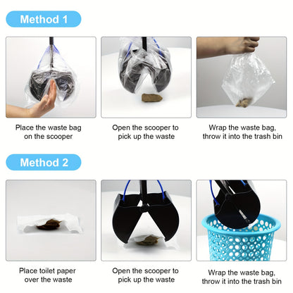 28" Foldable Dog Pooper Scooper – Unbreakable Material with Durable Spring, Ideal for Grass & Gravel, Blue