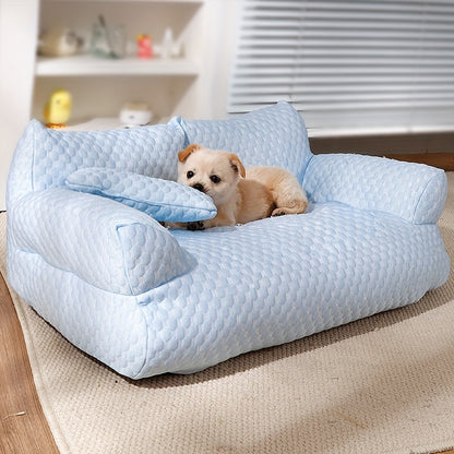 Breathable Ice Silk Pet Sofa Bed for Cats - Removable Polyester Cover, Ideal for Spring / Summer Comfort