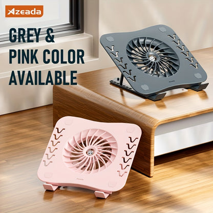 Foldable Laptop Cooling Stand - Silent Fan, Radiator and Holder for MacBook, Tablet, Notebook - Ergonomic, Adjustable, Portable