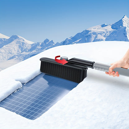Car Multi-Functional Snow Shovel - Retractable Aluminum Alloy Ice Scraper & Defrost Shovel for Snow Removal