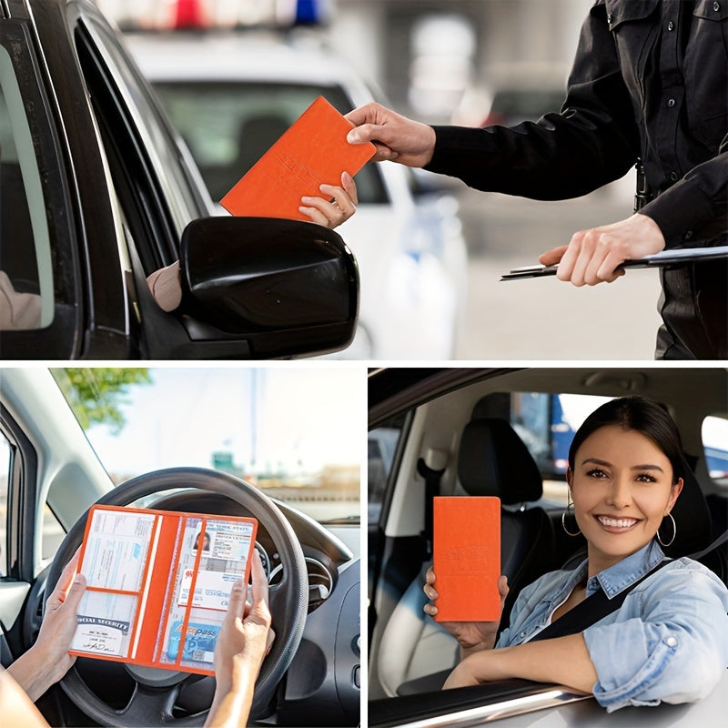 PU Leather Car Registration and Document Holder – Vehicle Glove Box Organizer Wallet for Cards, Driver's License, and Auto Paperwork