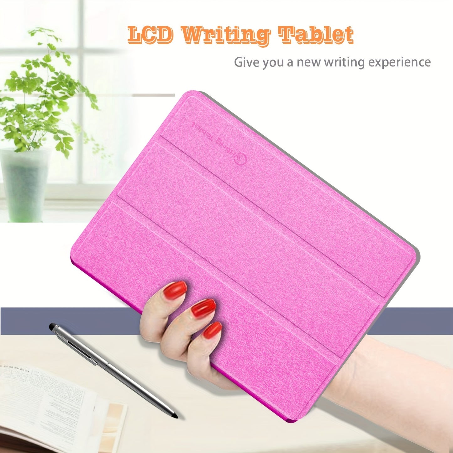 9.3in Ultra-Slim LCD Writing Tablet with Leather Protective Case - Portable Digital Handwriting Pad for Doodling, Drawing, Note-Taking - Ideal Gift for Students, Adults, School, or Office