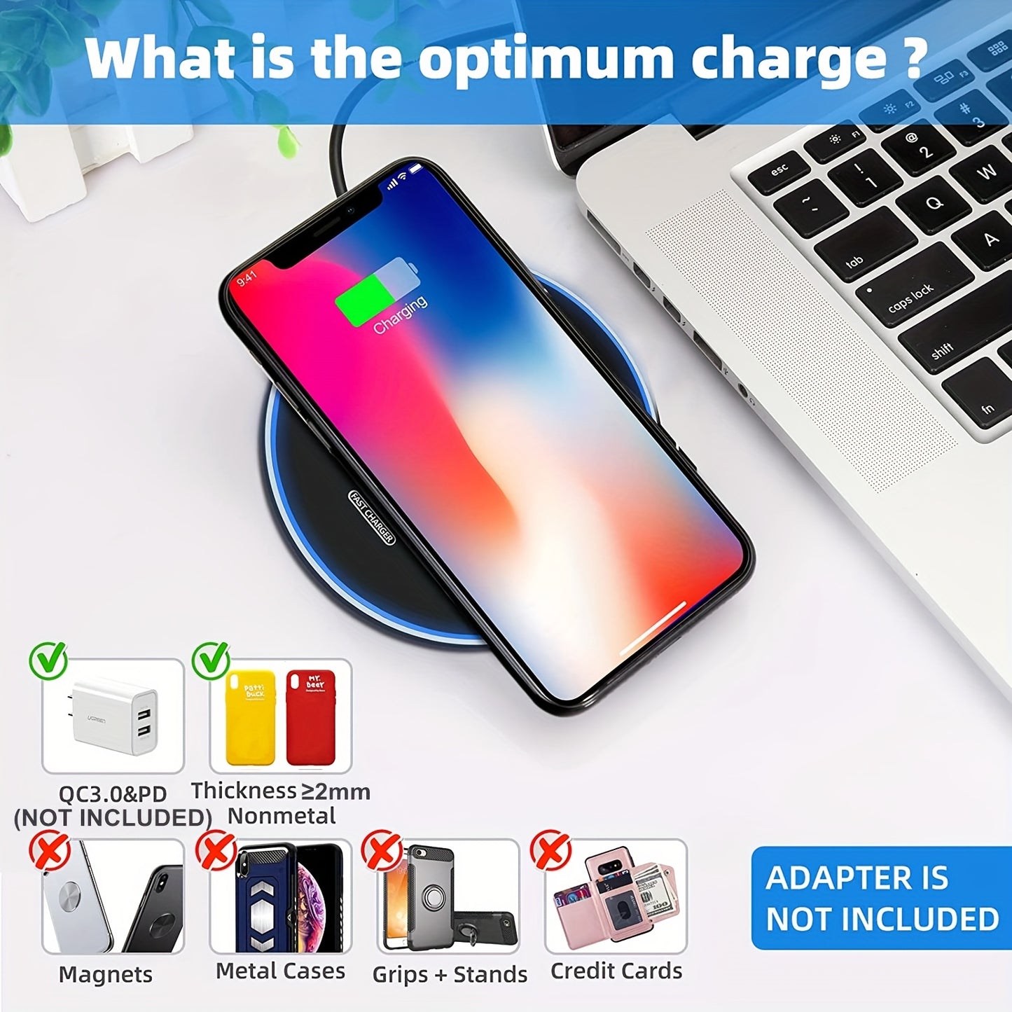 15W Fast Wireless Charger for iPhone 15/14/13/12 Pro Max/Mini, AirPods and Samsung Galaxy S24/S23/S22/S21 Series – Compatible with Note and Z Fold/Z Flip