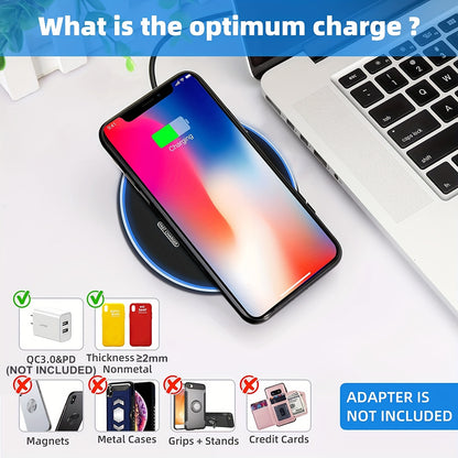 15W Fast Wireless Charger for iPhone 15/14/13/12 Pro Max/Mini, AirPods and Samsung Galaxy S24/S23/S22/S21 Series – Compatible with Note and Z Fold/Z Flip