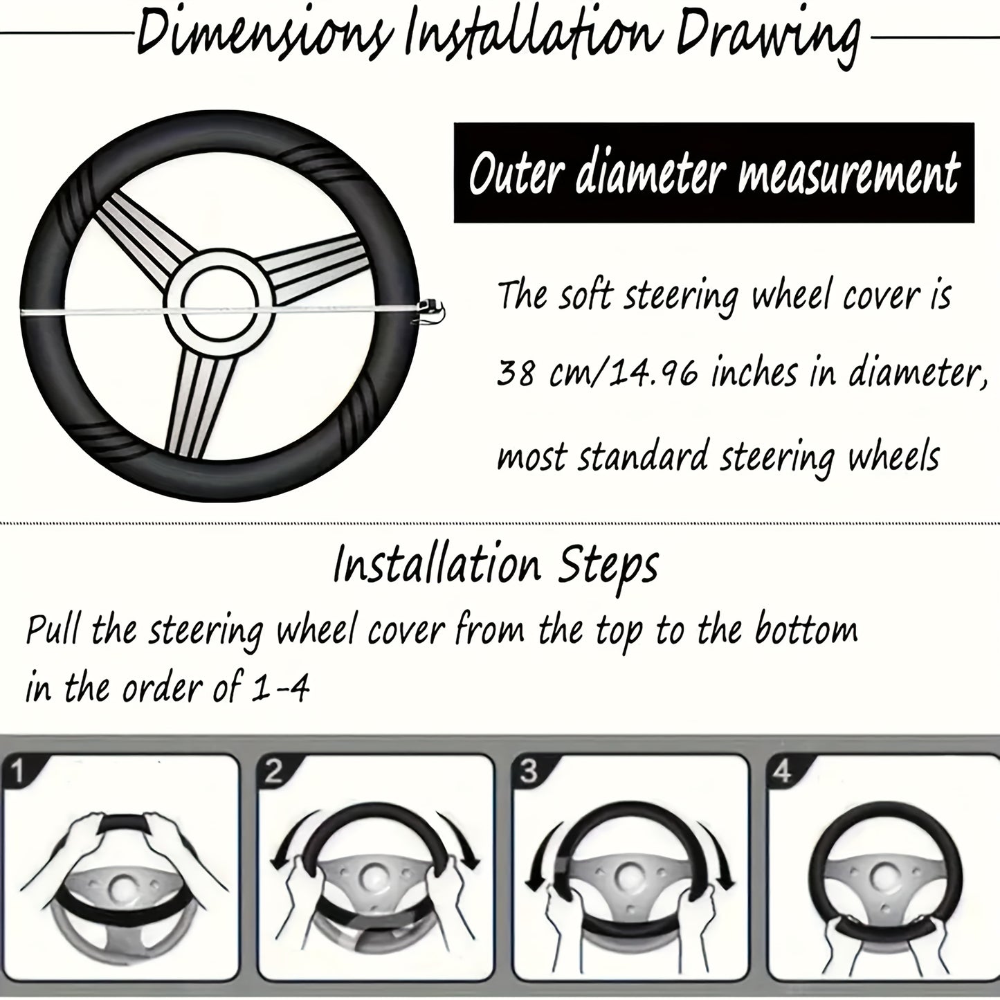 Black Leopard Print Steering Wheel Cover – Non-Slip, Stretchable Car Accessory for Men and Women