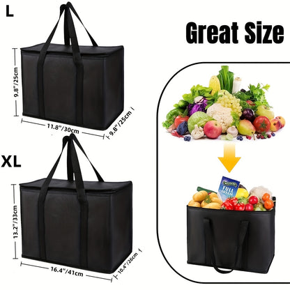 XL/Large Insulated Bag – Keeps Food Hot and Cold for Hours – Grocery Tote, Soft Cooler Bag, Pizza Warmer – Lightweight and Sturdy Zipper