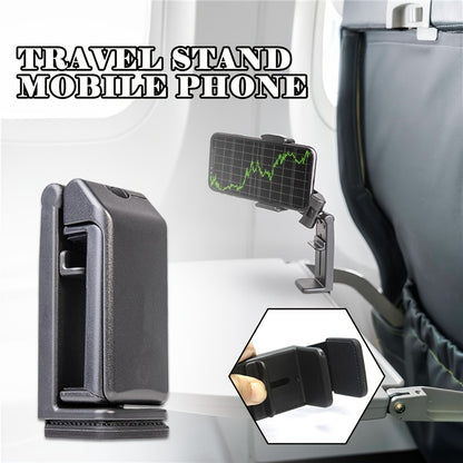 Foldable Travel Phone Stand – Airplane Seat Mount Holder, Adjustable & Rotatable, Portable, Compact, Space-Saving Design for Train, Flight, Desk