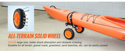 VEVOR Kayak Cart — 250lbs Foldable Canoe Trolley with 10" Tires & Support Foot for Paddleboards, Float Mats & Jon Boats