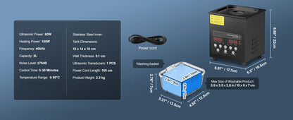 SucceBuy Ultrasonic Cleaner – 2L to 15L Portable Dishwasher with Timer for Home Use